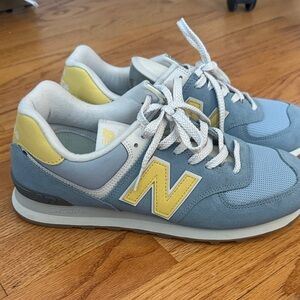 New Balance 574  Gray and Yellow Athletic Shoes